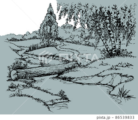 春の小川のイラスト素材 春の小川のイラスト素材