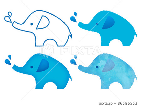 噴水 ゾウ 象 ぞうのイラスト素材