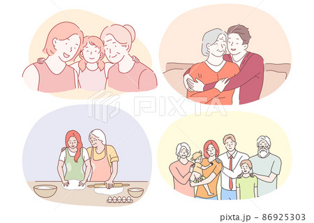 おばあさん おばあちゃん お婆さん 祖母のイラスト素材