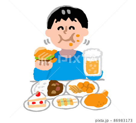 暴飲暴食のイラスト素材