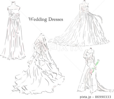 Aラインドレスのイラスト素材