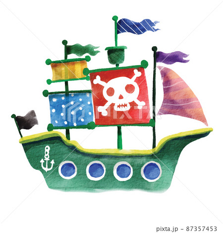 海賊船のイラスト素材