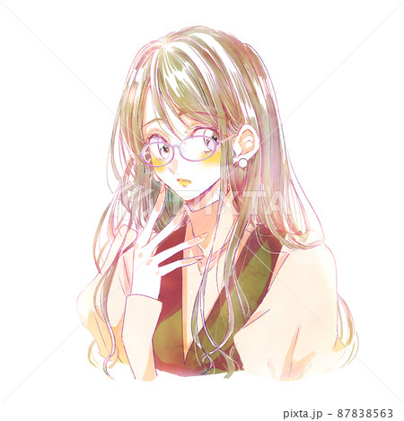 真顔 かわいい 女性 綺麗のイラスト素材
