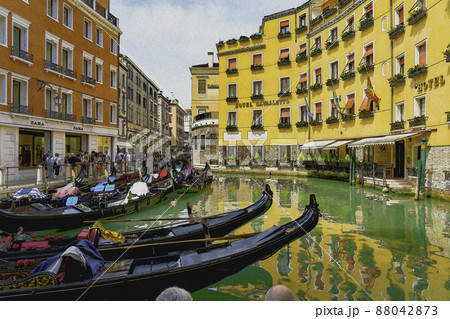 イタリア製 陶板画 ベネチア 水の街 ポート カフェ ウォール