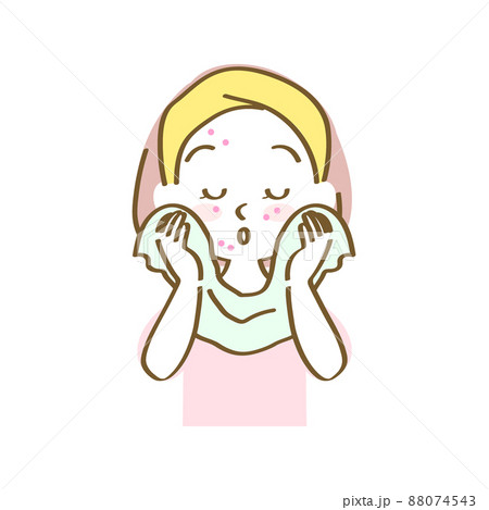 洗顔 子供 顔 洗うのイラスト素材