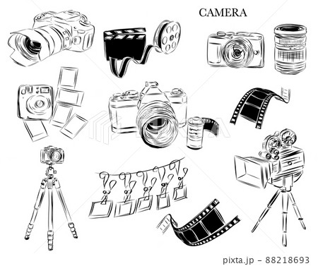 レトロ カメラ おしゃれ オシャレのイラスト素材