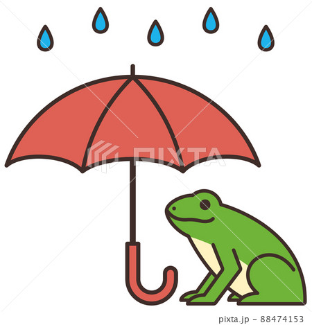 カエル 雨 梅雨のイラスト素材