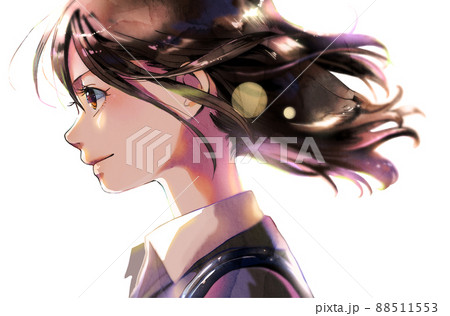 横顔美人のイラスト素材