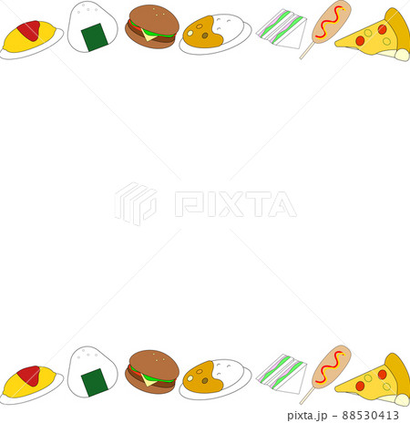 フレーム オムライス 背景 かわいいのイラスト素材