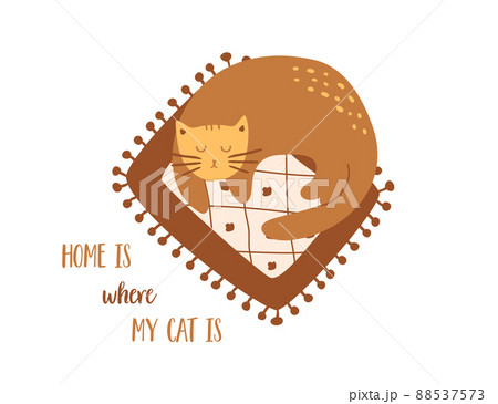 ひざ掛け ブランケット 毛布 ねこのイラスト素材