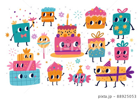 お誕生日 バースデー 誕生日 キャラクターのイラスト素材