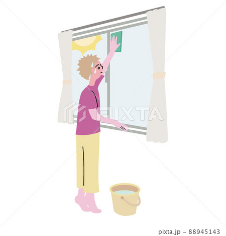 窓拭きのイラスト素材