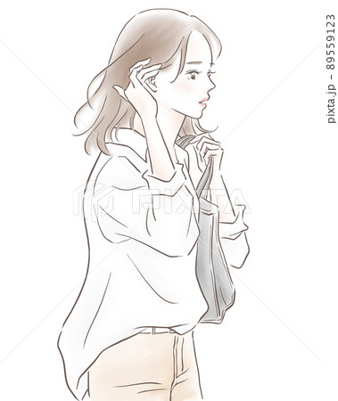 横顔美人のイラスト素材