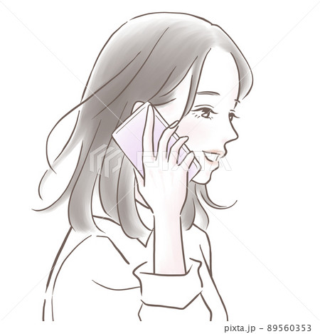 女性 人物 横顔 おしゃれのイラスト素材