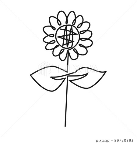 花 ひまわり 白黒 植物 向日葵のイラスト素材