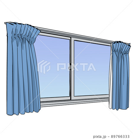 カーテン 窓のイラスト素材