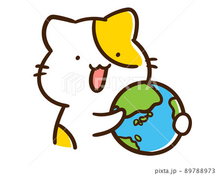 地球 地球儀 かわいい イラストの写真素材