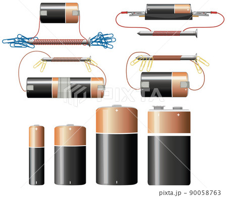 理科 電池 実験 電気のイラスト素材