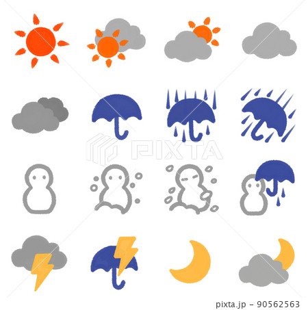 天気 手書き 天気予報 アイコンのイラスト素材