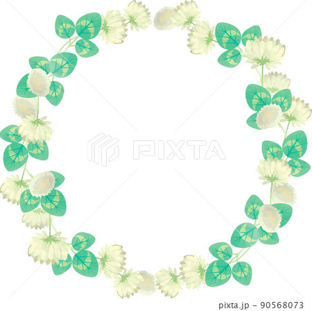 フレーム 飾り枠 クローバー シンプルのイラスト素材