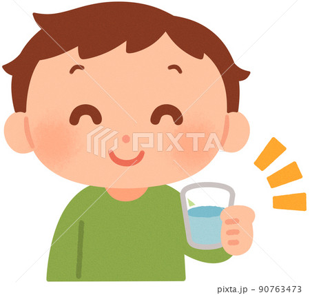 水分補給 子供 コップ イラストのイラスト素材