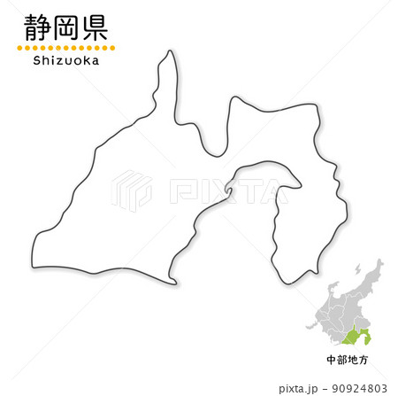 静岡 静岡県 地図 白地図のイラスト素材