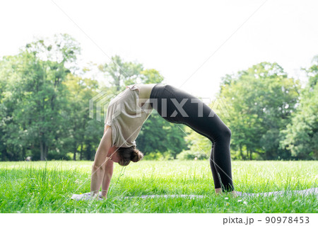 Pilates Indoor. Fit Caucasian Woman Practice Inverted Shoulder