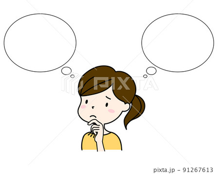 悩む 考える 女の子 思案のイラスト素材