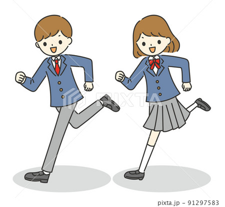 ポーズ 人物 女性 ダッシュのイラスト素材