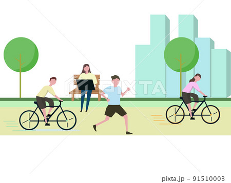 ベンチに座る人のイラスト素材