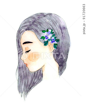 女性 花嫁 横顔 人物のイラスト素材