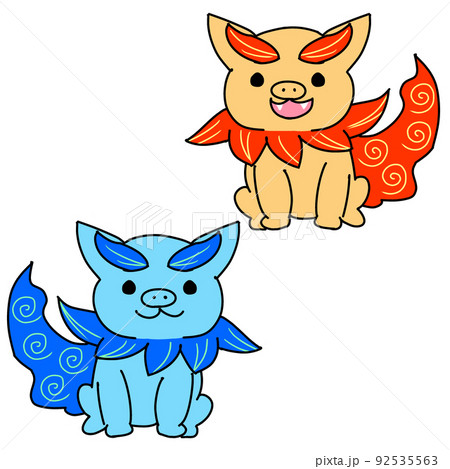 シーサー かわいい イラスト 沖縄のイラスト素材