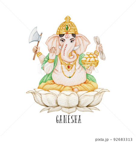ガネーシャ インド ゾウ 神様のイラスト素材