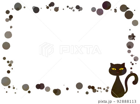 ハロウィン 猫 シルエット 水彩のイラスト素材