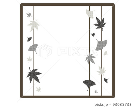 紅葉 モミジ モノクロ 秋のイラスト素材