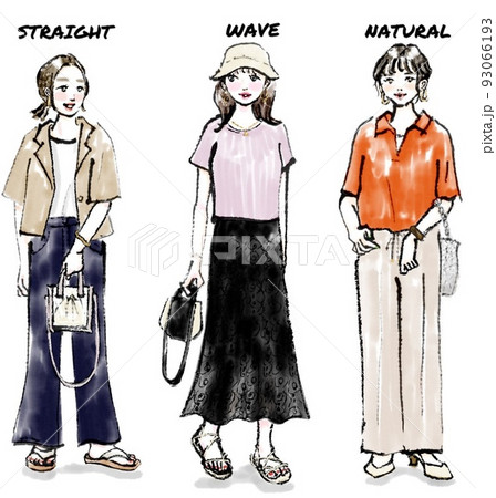 春コーデのイラスト素材