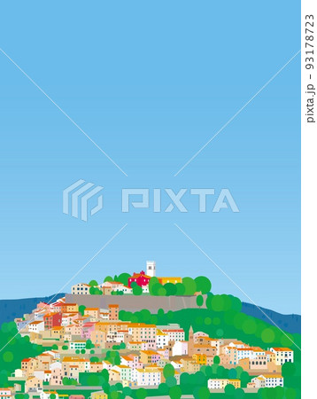 中世ヨーロッパ 町並みのイラスト素材