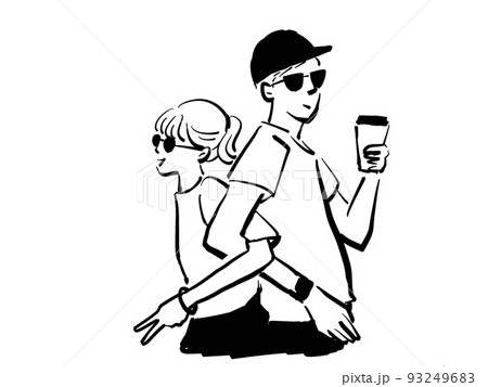 人物 カップル 腕組み 男女のイラスト素材