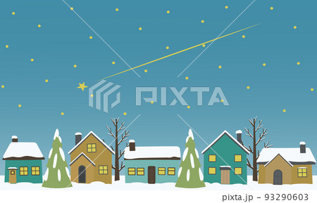 風景 夜空 木 流れ星のイラスト素材