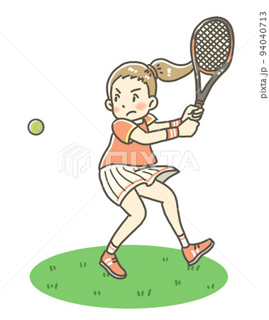 女子 テニス 部活動 かわいいのイラスト素材