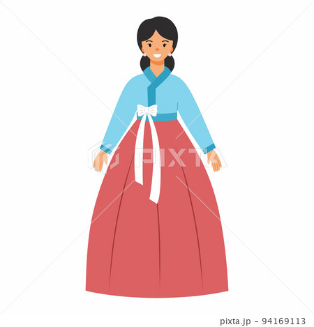 韓服 若い男 若い男性 若い女性のイラスト素材