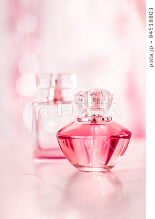 Creative Perfume Bottle With Red Silk Ribbon On White Background. Blank  Perfumery Mockup, Spa Branding Concept.Glamour Fragrance, Eau De Parfum.Holiday  Gift Banner.Luxury Beauty Cosmetics Brand Design Stock Photo, Picture and  Royalty Free