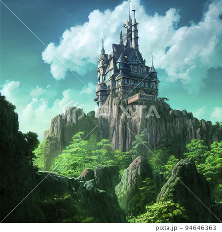 お城 ファンタジー 風景 建物のイラスト素材