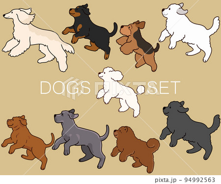 イラスト 動物 犬 走るの写真素材