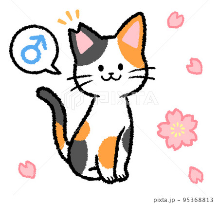 肉球ざくら 」猫イラスト 桜 春 満開 B5サイズ しぼれ 色鉛筆画