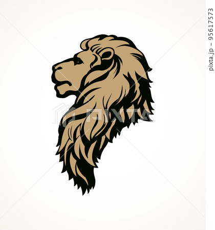 動物 ライオン 横顔 哺乳類のイラスト素材