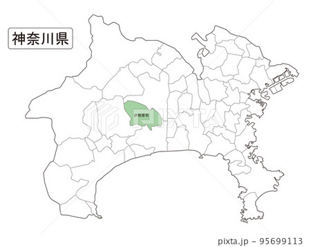神奈川県 地図 日本地図 大山のイラスト素材