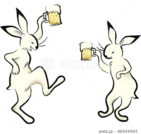 ビール ジョッキ 乾杯 手描きのイラスト素材