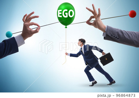 Businessman is an egoist with word ego kicked off Vector Image