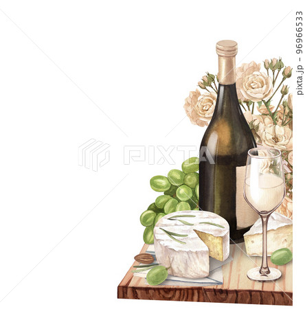 ワイン チーズ 水彩画 水彩の写真素材 - PIXTA